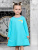 Платье "Единорог" с радугой и облачками - Размер 116 - Цвет голубой - Картинка #3