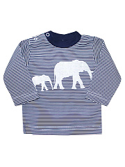 Джемпер "Африка" с белыми слонами - Размер 62 - Цвет синий - Картинка #1
