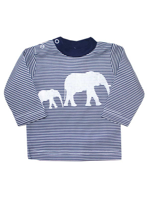 Джемпер "Африка" с белыми слонами - Размер 62 - Цвет синий - Картинка #1