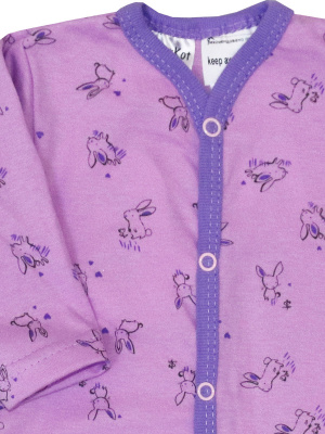 Комбинезон "Лавандовая поляна" с зайцами - Размер 86 - Цвет фиолетовый - Картинка #3