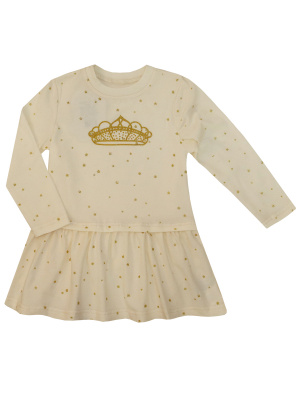 Платье "Балерина" с короной из глиттера золотого цвета - Размер 128 - Цвет молочный - Картинка #3