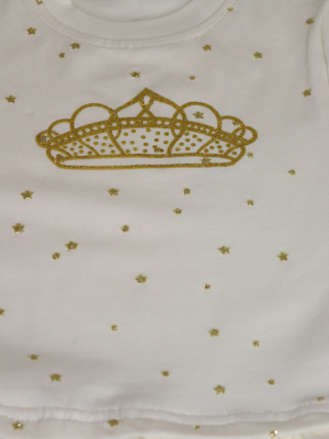Платье "Балерина" с короной из глиттера золотого цвета - Размер 128 - Цвет молочный - Картинка #4