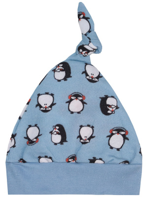 Шапочка "Милые пингвины" - Размер 40 - Цвет голубой - Картинка #2