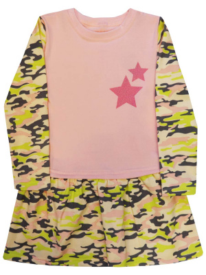 Платье "Futer Military" со звездами на груди  - Размер 110 - Цвет хаки - Картинка #3