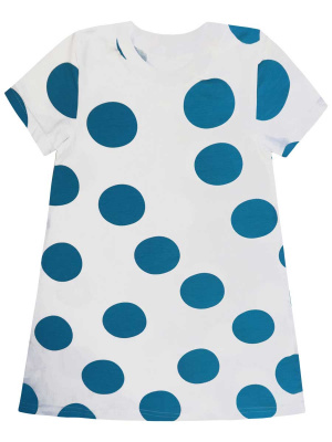 Платье с коротким руковом в крупный горох  - Размер 98 - Цвет белый с синим - Картинка #3