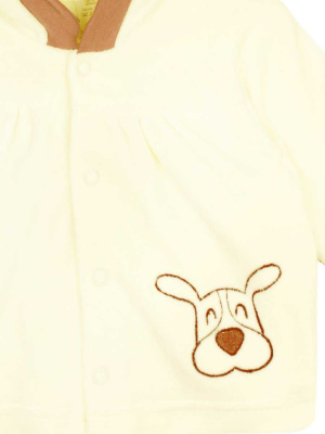 Комплект с капюшоном "Велюр" кофточка и штанишки - Размер 86 - Цвет молочный - Картинка #3